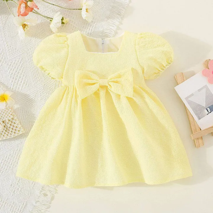 Baby%20Girl%20Dress%20Square%20Neck%20Cotton%20Plain%20Color%20Princess%20Dress%20Newborn%20Baby%20Summer%20Bow%20Dress%20Girl%20Clothing%20-%20Image%203