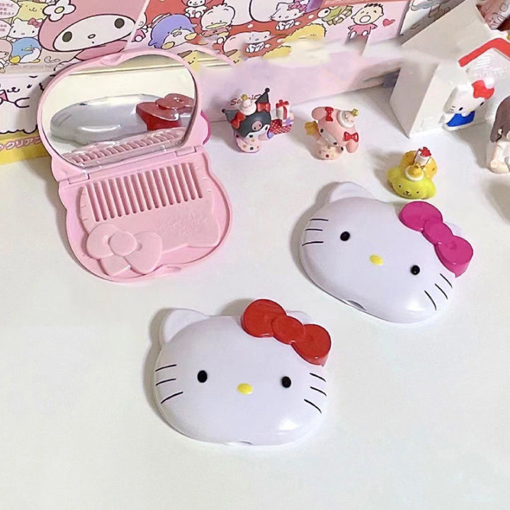 Sanrio Hello Kitty Kawaii Folding Comb With Mirror Hair Massage Styling ...