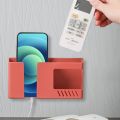 2 In 1 Wall-mounted Mobile Phone Remote Control Storage Box Punch-free Storage Rack Wall Debris Storage Holders-Prime Mall.