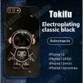 Tokifu For OPPO A3s Back Cover With Astronaut Folding Holder Luxury 6D Plating Case Soft Silicone Bracket Phone Cases.
