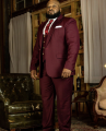 Men Suits Slim Fit 3 Piece Big And Tall Burgundy Suits For Wedding Male Blazer Set Vest Pant Plus Size Full Men's Clothes Outfit.