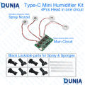 4 Pcs Mini Humidifier Mist Maker and USB Type-C Driver Board Oscillating 5V DIY Kits. 