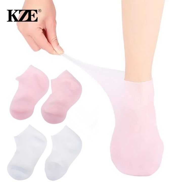 2Pcs Silicone Foot Care Socks Anti Cracking Moisturizing Gel Socks Cracked Dead Skin Remove Protector Pain Relief Pedicure Tools