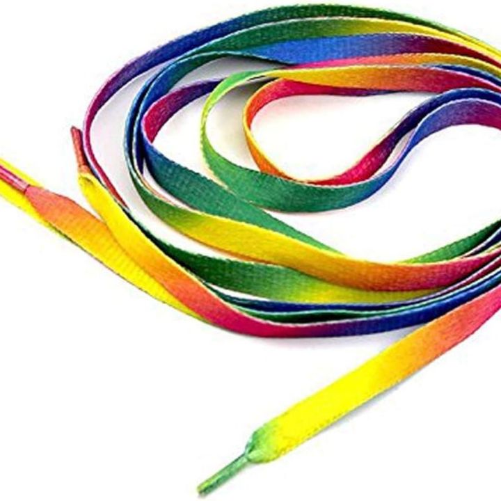 1Pair Rainbow Flat Canvas Athletic Shoelace Sport Sneaker Shoe Laces Strings