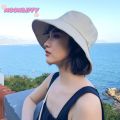 Solid Color Women Bucket Hat Summer Foldable Sunscreen Panama Fisherman Hat Female Outdoor Sun Prevent Hat Travel Beach Cap. 