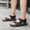 2023Summer Youth Sports Sandals Men's Junior High School Student Slippers Leather All-Match Non-Slip Soft Bottom Beach Shoes.