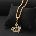 Vintage Muslim Islam Pendant Necklaces Stone Crystal Chain Necklace Religious Jewelry Men. 