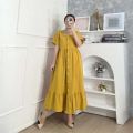 Ladies Cotton Soft Maxi Dress – Comfortable Buttoned Style for Women.