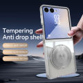 HODON 360° Rotatable Magnetic Kickstand Phone Case for Samsung Galaxy Z Flip 7 6 5 TPU+PC Clear Shockproof Cover.