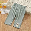 GC Toddlers Leggings Kids Girls Cropped Pants Solid Color Elastic Waist Belt Summer Outerwear Bottoms Pants. 