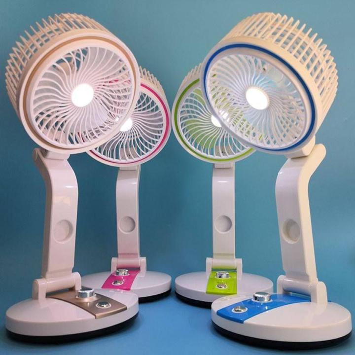 New Rechargeable Folding Table Fan with Led Light