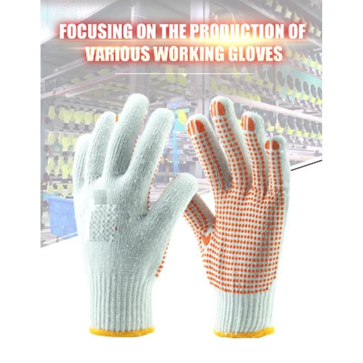 Gloves Yellow PVC single Dotted Bleach Cotton knit work Gloves 1 Pair
