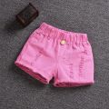 Baby Girl Shorts Jeans 2024 Summer Kids Korean Version Denim Pants High Waist Casual Trousers Girl Ripped Jeans For 2 To 12 Year. 
