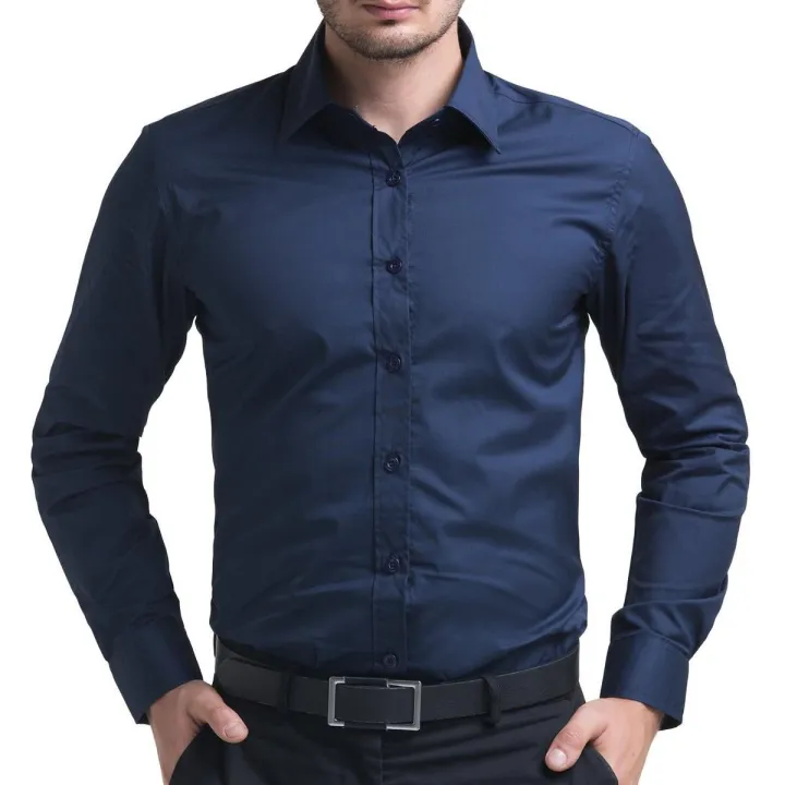 Men's%20full%20sleeve%20Formal%20Navy%20Blue%20Shirt%20-%20Image%202