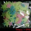 100Pcs Moon Star Wall Sticker Bedroom Fluorescent Glow In The Dark Stars 3D Stickers Home Decor Kids Gifts.