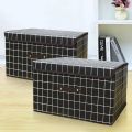 Houndstooth Cloth Storage Box Folding Storage Box Basket Student Dormitory Covered Storage Box Underwear Storage Artifact. 