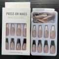 Menggh 24pcs Long Ballerina Fake Nails with Design Tip Long False Nails Wearable Nail Art. 