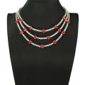 European and American cross-border ins style red dripping nectarine heart splicing single-row diamond tennis chain shiny cool full diamond love necklace.