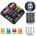 NXFDSIOZ 4X 6-Way Waterproof Fuse Block,with LED Indicator 12 Circuits with Negative Marine Fuse Box for Dc 12/24V Car RV Truck. 