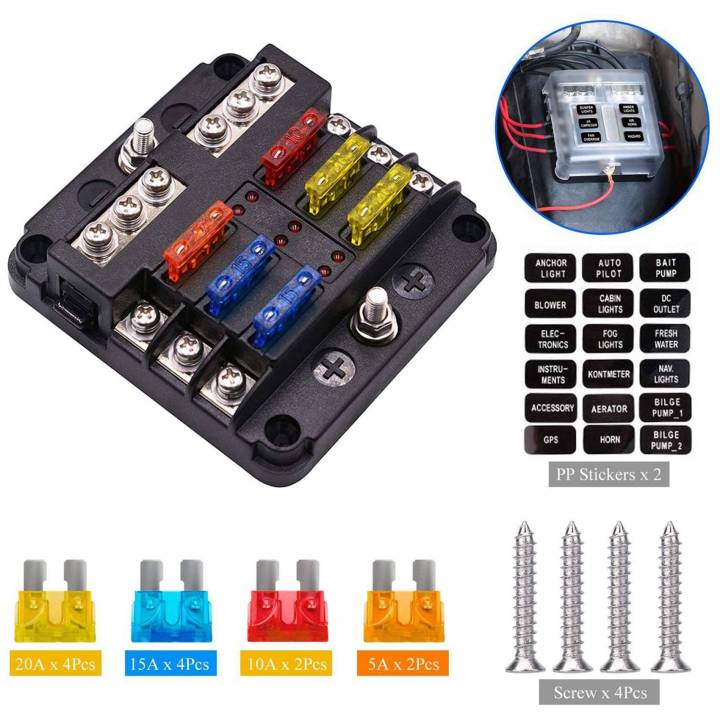 NXFDSIOZ%204X%206-Way%20Waterproof%20Fuse%20Block,with%20LED%20Indicator%2012%20Circuits%20with%20Negative%20Marine%20Fuse%20Box%20for%20Dc%2012/24V%20Car%20RV%20Truck%20-%20Image%204