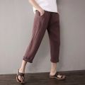 Spring Women Solid Linen Pencil Pants Soft Comfortable Cotton Trousers With Pockets 11.11. 