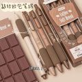 4 Pieces/Pack 0.5mm Coffee Series Gel Pen Set, Soft Touch Writing Pen, Black Refillable Stationery, Office Supplies,Student. 