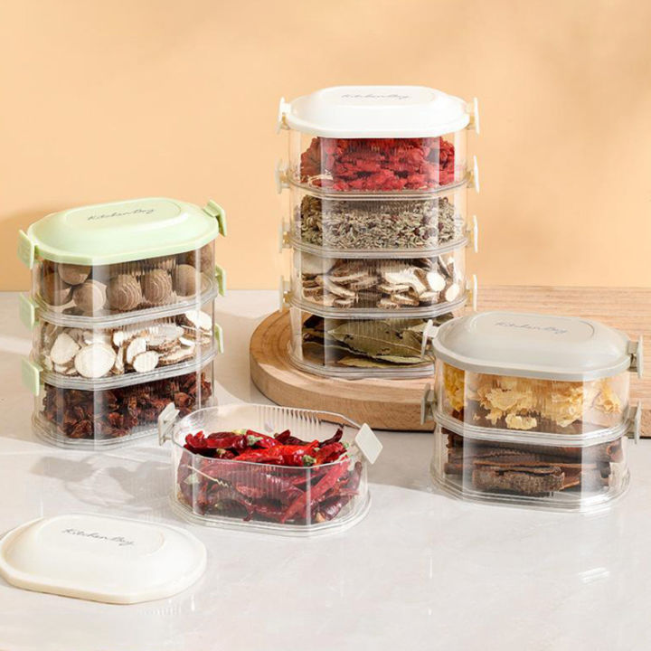 Kitchen Spice Storage Box Onion Ginger Garlic Fresh-keeping Box Multi-layer Food Sealing Moisture-proof Packaging Tank Household Bayline