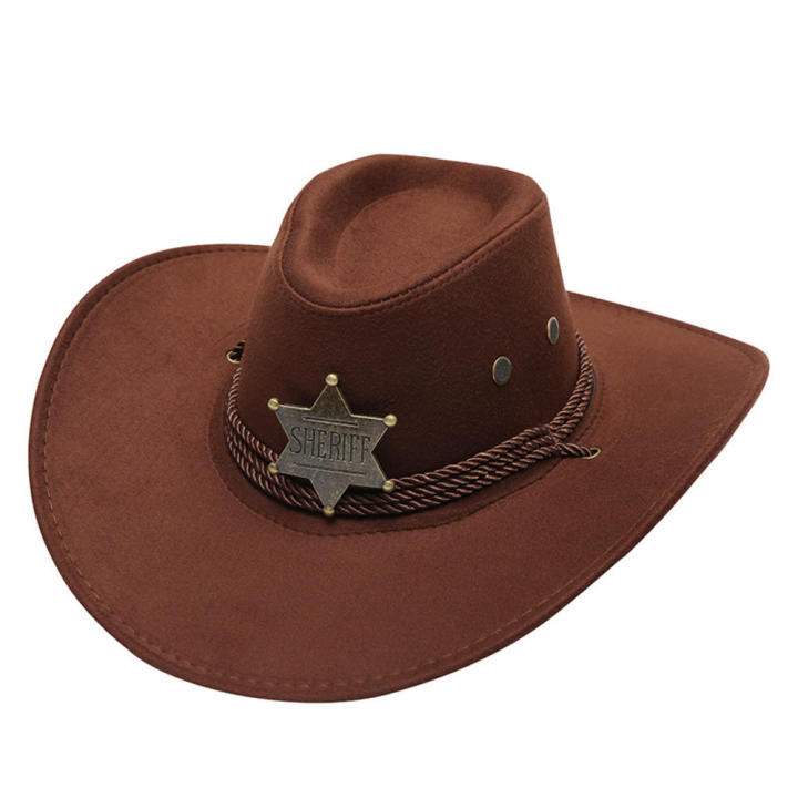 Wide brim Cowboy hat Stylish Faux leather Outdoor hat Wide brim