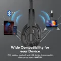 EKSA H6 Wireless Headphones Bluetooth 5.0 Office Headset with USB Dongle ENC Call Noise Cancelling Mic 30H Playtime For Computer. 