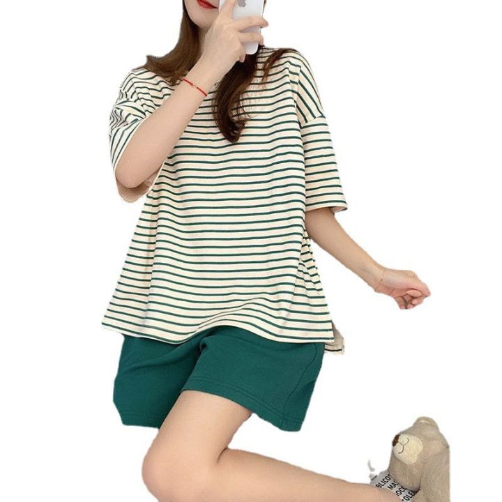 Manufacturers:%20foreign%20trade,%20summer%20pajamas%20with%20bra%20pads,%20women's%20short-sleeved%20shorts,%20imitation%20cotton%20stripes,%20simple%20sports%20loungewear,%20can%20be%20worn%20outside%20-%20Image%205