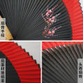 Red Hanfu Silk Face Fan Chinese Ancient Style Japanese Bamboo Folding Fan Hand Painted Plum Blossom Spun Silk Fan Retro Dance Fan.