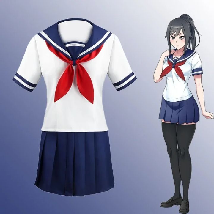 Game Yandere Ayano Aishi Cosplay Costumes Dress Osana Najimi Girls School JK Uniform Sailor Shirt Skirt Dress Clothes