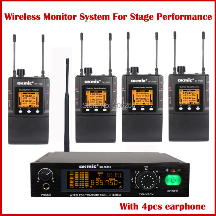 OKMIC 782TX 7102R 4-Person Use Professional On Stage Performance Stereo Desktop In Ear Monitor System Simultaneo Interpretation