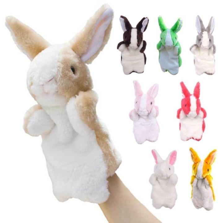 Bunny Puppet Washable Soft Plush Stuffed Rabbit Rabbit Hand Puppet Skin-Friendly Cuddly Plush Hand Puppet for Kids Easter