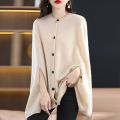 AW22 100% Cashmere Round Neck Sleeveless Knit Top Cape Cardigan Coat Loose And Lazy. 