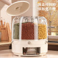 New Rice Bucket Household Rotatable Sealed Insect-Proof Moisture-Proof Multi-Functional Multi-Grid Rice Noodle Storage Box Rice Container.