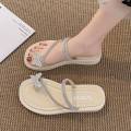 Platform Rhinestone Bowknot Toe Ring Slippers Women's Summer Outerwear 2024 New All-Matching Slippers Stylish Beach Sandals. 
