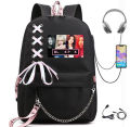 black pink Same Style USB Rechargeable Backpack Multifunctional Backpack ins Large Capacity Waterproof Schoolbag. 