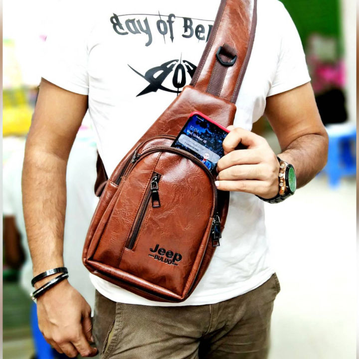 Croossbody jeep massenger bag with shoulder belt and pu leather bag Daraz .bd