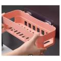 bathroom shelf plastic toilet bathroom vanity wall hanging storage rack basket no trace stickers.
