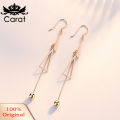 Women Fashion Double Triangle Tassel Ball Long Dangle Hook Earrings Jewelry. 