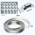Worm Gear Hose Clamps for DIY, Cut-To-Fit 19.5 FT Strap+15 Fasteners Kit Adjustable Worm Gear Band Clamps Duct. 