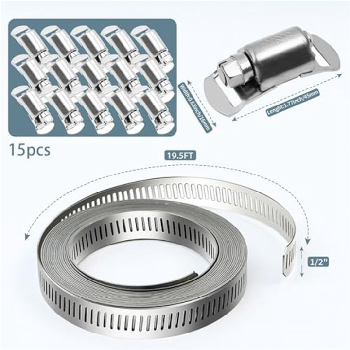Worm%20Gear%20Hose%20Clamps%20for%20DIY,%20Cut-To-Fit%2019.5%20FT%20Strap+15%20Fasteners%20Kit%20Adjustable%20Worm%20Gear%20Band%20Clamps%20Duct%20-%20Image%206