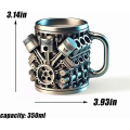 V6 Engines Stainless Steel Cup Coffee Mug Car Engine Coffee Cup with Insulated Handle for Car Lovers Gift. 