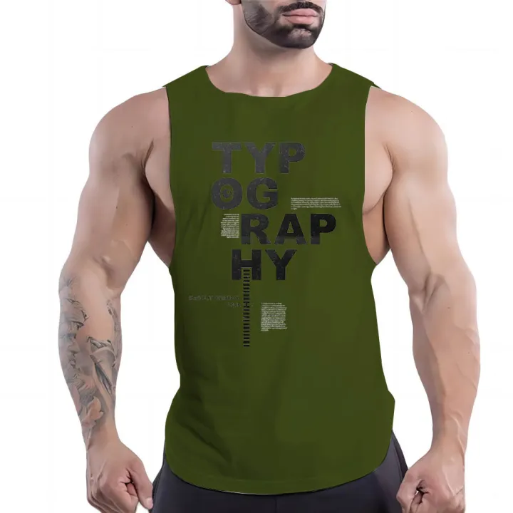 Summer%20Fashion%20Outdoor%20Casual%20Sports%20Style%202d%20Letter%20Print%20Men%20O%20Collar%20Comfortable%20Breathable%20Solid%20Color%20Vest%20Top%20Quick%20Dry%20-%20Image%203