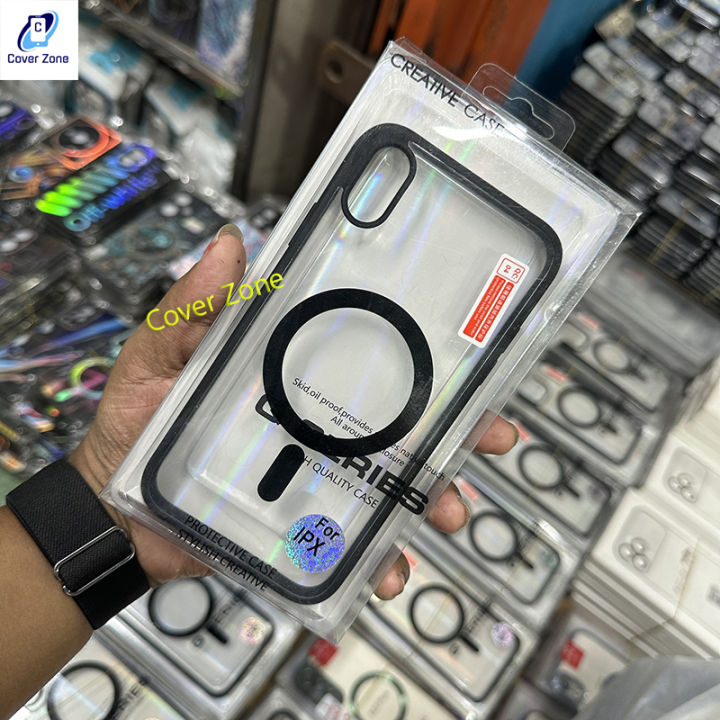 Apple iPhone X / XS Phone Case Black Clear Magnetic MagSafe Charger Case For Iphone X Back Cover