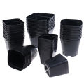 10pc Black Flower Pots Plastic Pots Small Square Pots for Succulent plants Layor. 
