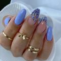 24Pcs Short Round Head False Nails Glitter Pink Almond Nails French Full Cover Press on Nails Wearable Nail Tips Manicure.
