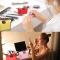 Portable Small Cosmetic Case with Zipper Makeup Organizer Waterproof Nylon Toiletry Pouch Mini Cosmetic Bags for Beauty Travel.