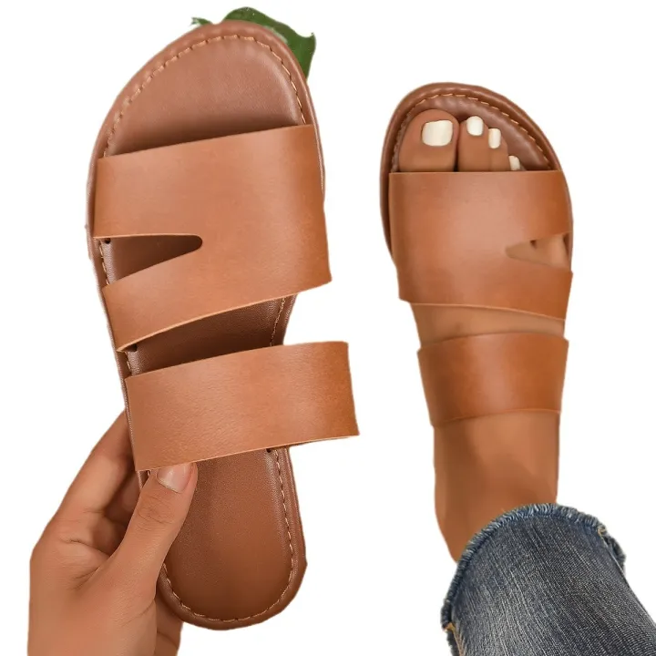 2023%20summer%20new%20straight%20slippers%20women's%20cross-border%20ladies%20casual%20sandals%20flat%20large%20size%20beach%20shoes%20foreign%20trade%20women%20-%20Image%205